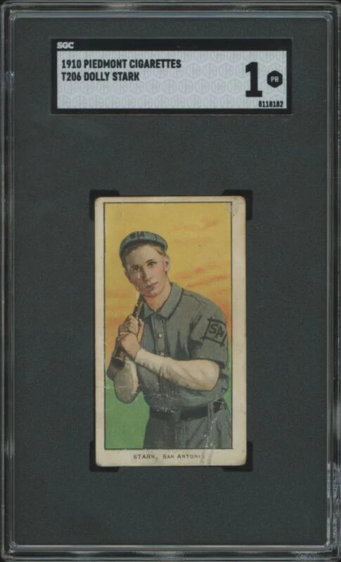 1909 T206 DOLLY STARK POOR PIEDMONT 350 SGC 1 BASEBALL SAN ANTONIO BRONCHOS