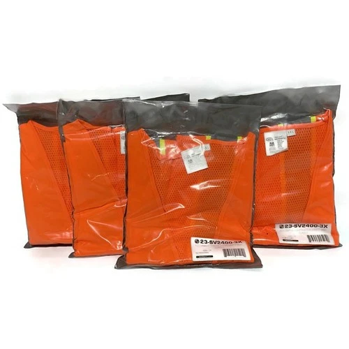 ANSI Class 2 High Vis Safety Vest Fluorescent Orange 3XL 23-SV2400 Lot of 4 - product listing photo