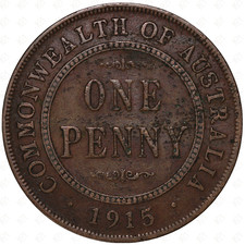 1915 Australia George V 1 Penny Coin – Bronze