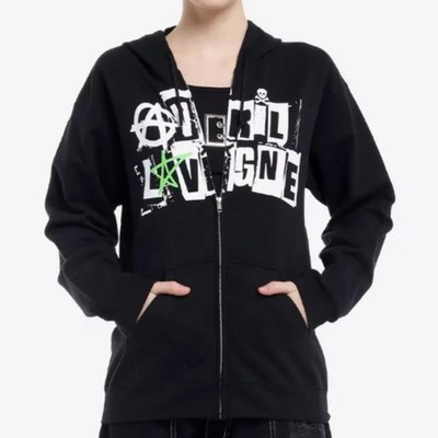 Avril Lavigne Greatest Hits Tour Girls Hoodie black full zip jacket emo pop punk