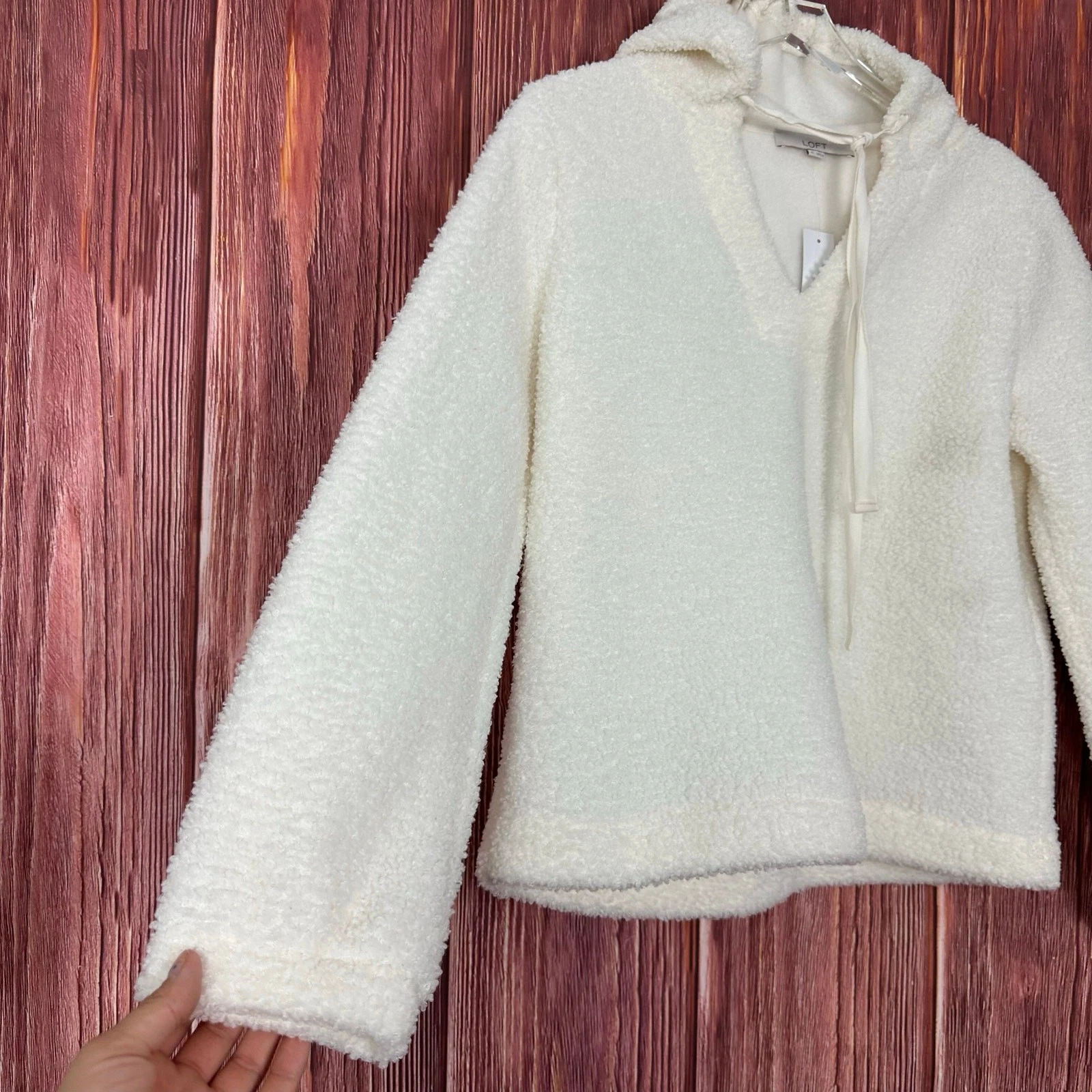 OFF WHITE Felpa con cappuccio LOFT Sherpa bianca avorio taglia media M nuova con etichetta