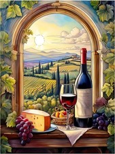 Tile Mural Wine Themed Tuscany Vineyard Kitchen Wall Backsplash Marble Ceramic
