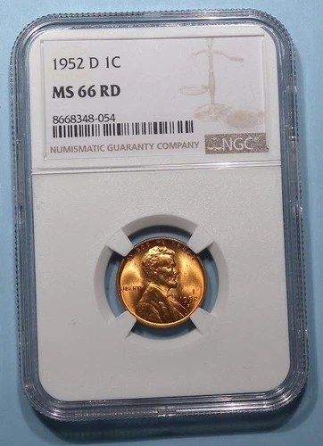 1952-D WHEAT CENT NGC MS 66 RD EBAY AUCTION COMP $35 STOCK PHOTO #SP-8