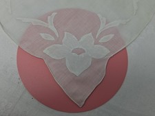 Gorgeous Vintage Floral White Worked Corners Sheer Wedding Hankie FREE SHIP