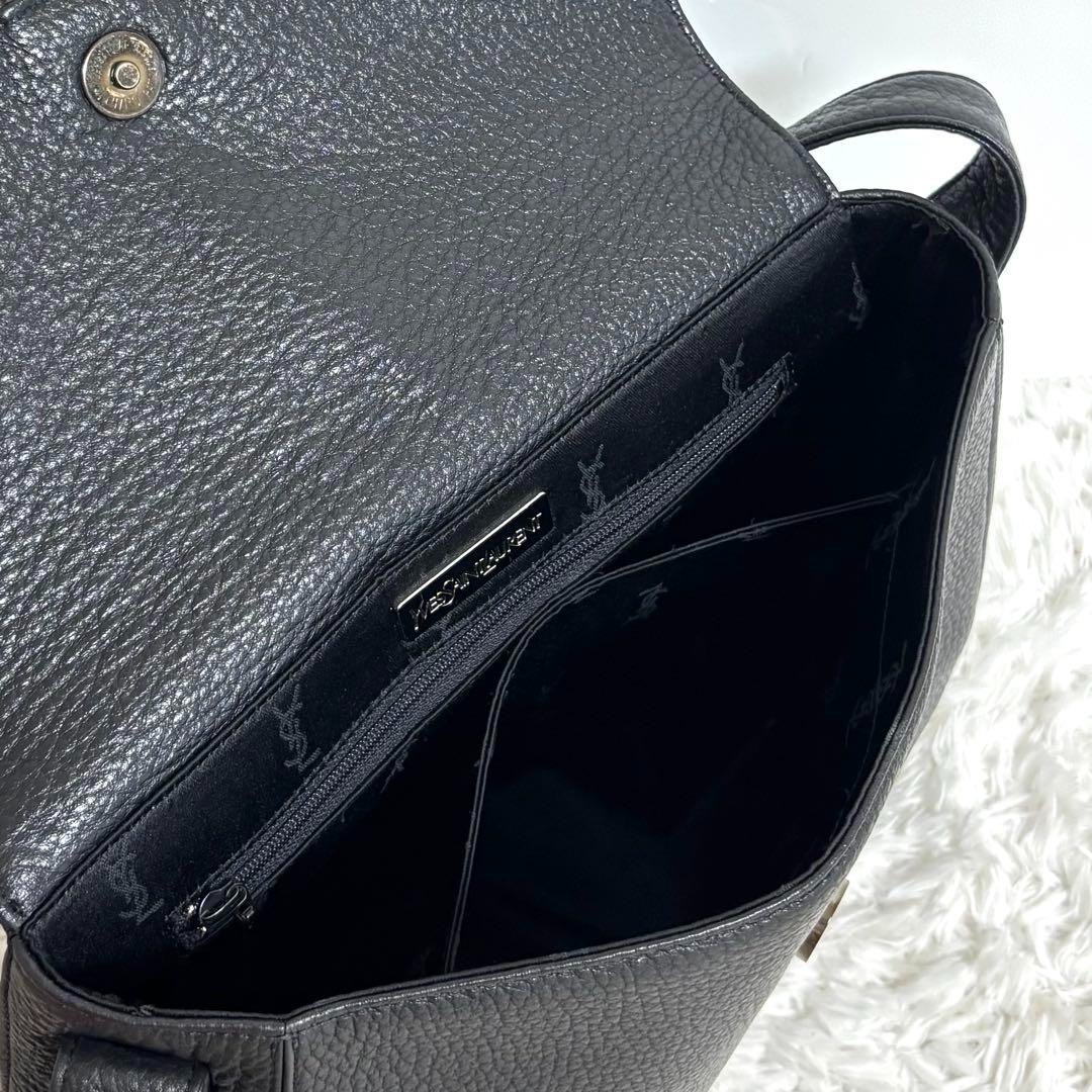 Borsa a tracolla Yves Saint Laurent cuore tracolla pelle nera usata ex+ originale JPN.