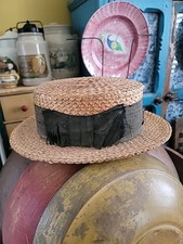 Antique Hat Straw Boater Man's All Original Decorative Only