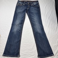 Rock Revival Jeans CHRISTINA BOOT Women 31 Stretch EMBELISHED THICK STITCH