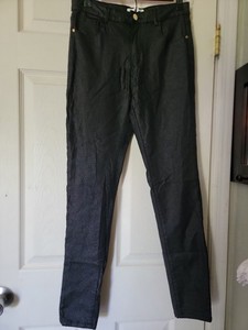 Sarah John Womens Black Snake Print Stretch Pant Straight Leg Size Medium