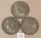 U.S. Kennedy Half Dollars (3), Silver (C6) 1966, 1968, 1969