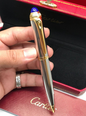  ️Silver Gold Trim Ballpoint Pen 2026 Luxury Writing Cartier Full Boxed New 