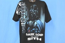 vtg 90s STAR WARS DARTH VADER DARK LORD SITH BIG PRINT SCI FI BLACK t-shirt XL