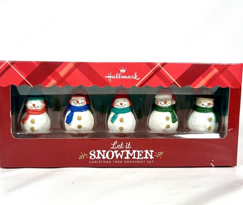 Hallmark Let It Pupazzo di Neve Set Decorazioni Natalizie Nuovo con Scatola Decorazione Natalizia - Foto 6 di 6