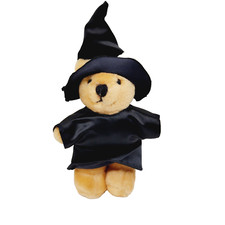 Vtg 1986 Dakin  Co. Black Halloween Witch Bear Plush Stuffed Animal Toy Small