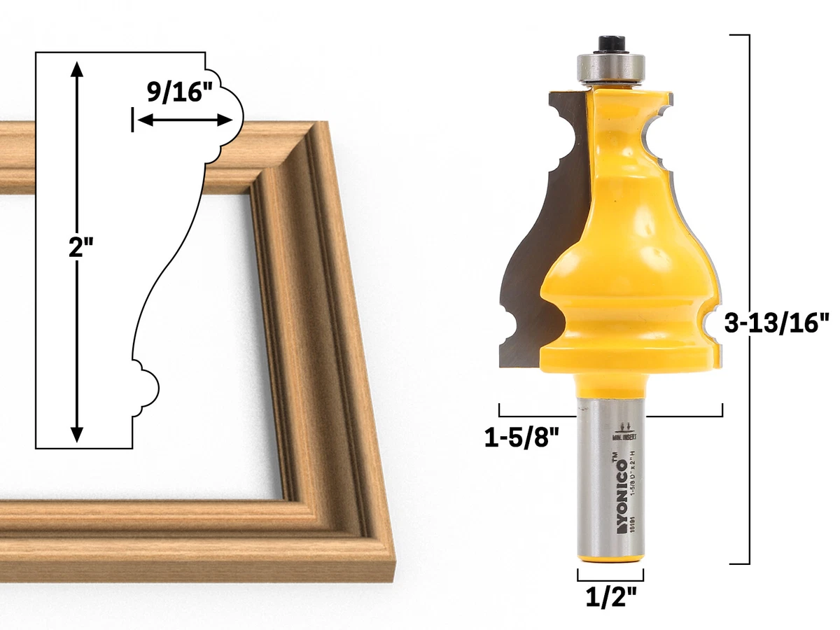 Medium Elegant Picture Frame Molding Router Bit 1 2