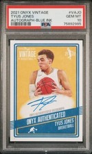 2021 Onyx Vintage AUTOGRAPH Blue Ink /50 TYUS JONES Duke Blue Devils PSA 10 GEM