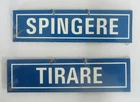 Blue Plastic Pull / Push Sign 4x15cm with Chain