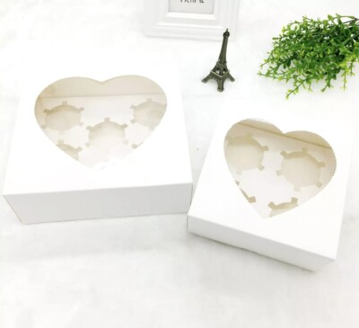 Klarsichtdeckel Cupcake Boxen 4 und 6 Halteboxen Herz Fenster