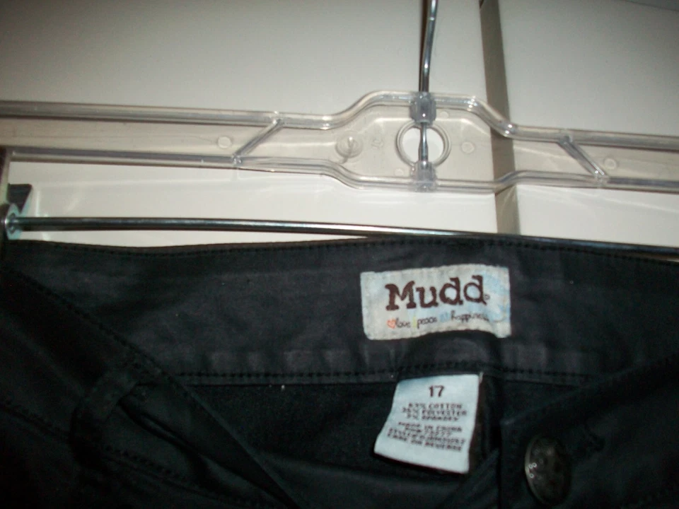 Mudd 弹力皮革外观弹性弹力裤黑色 17 码拉链腿-牛仔裤剪裁 — 第 4/4 张图片