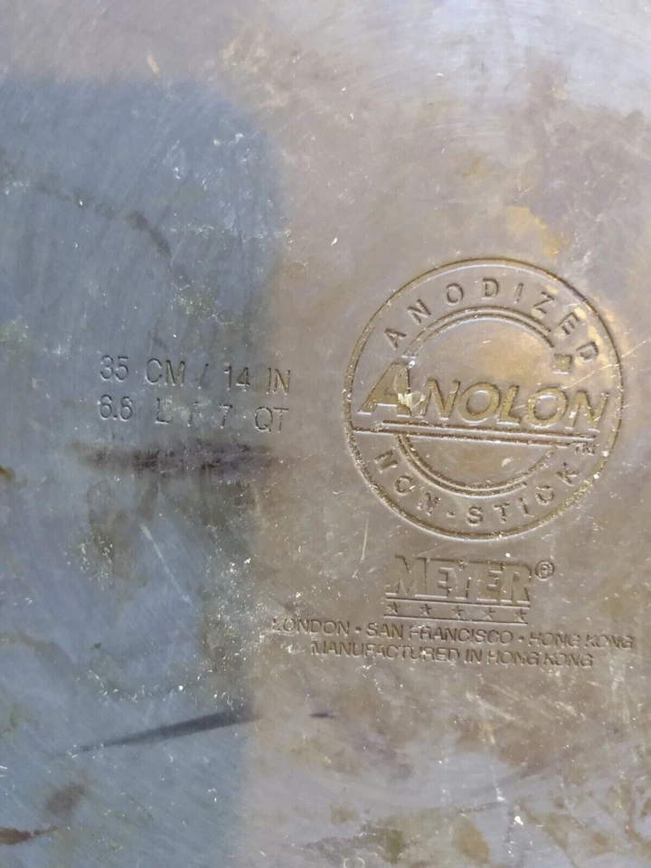 Anolon Meyer Anodizado Antiadherente Aluminio 14" Sartén 7 qt Paellera Asador Tapa Foto 3 de 4