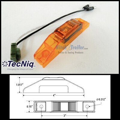 (1) TecNiq Amber LED lights Clearance Marker Trailer Truck Surface Mount S36