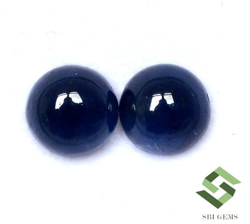 7 mm Certified Natural Blue Sapphire Round Cabochon Pair 4.52 CTS Loose Gemstone - Picture 2 of 8