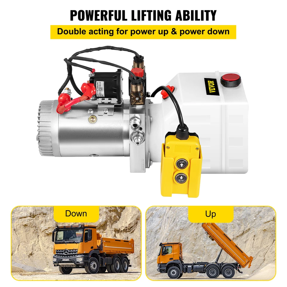 Bomba hidráulica de doble efecto VEVO 3 cuartos remolque de volteo 12 V grúa paquete de unidad de potencia Foto 3 de 4