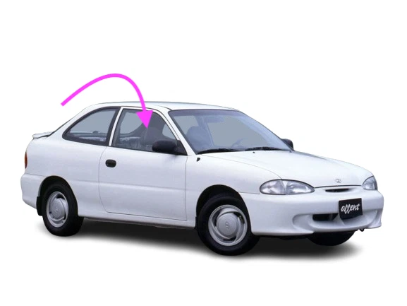 Hyundai Accent 2 Door H/B : 1995, 1996, 1997, 1998, 1999, Right Front Door Glass - Image 2 of 4