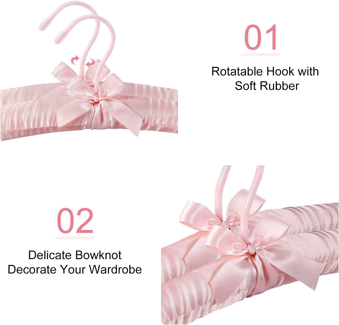 TOPIA HANGER Padded Hangers for Women Clothing,17-Inch Satin Hangers 5 Pack Thic