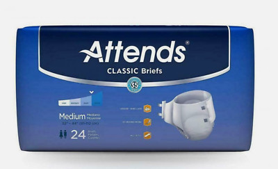 Attends Classic Briefs, Tab Closure, Heavy Absorbancy, Medium, 24 CT