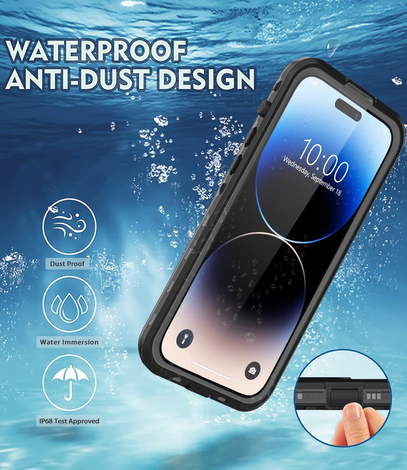 OtterBox Clear Case With Colorful Grip For IPhone 15 - Tokyo Black Design