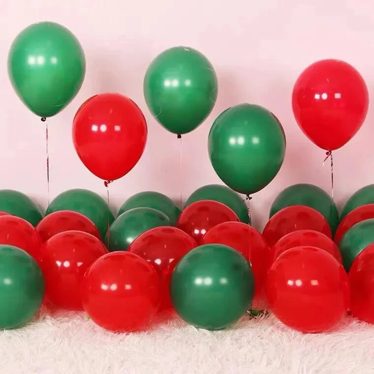 Balões Feliz Natal vermelhos e verdes 10" balões de hélio de látex balões de festa de Natal - Imagem 2 de 4
