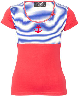 Küstenluder ANCHOR Anker Bow STRIPED Streifen Lace KURZARM Shirt Rockabilly