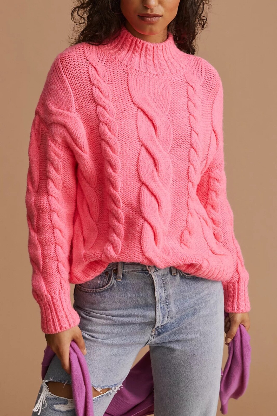 NWT ANTHROPOLOGIE MOCK NECK CABLE KNIT 