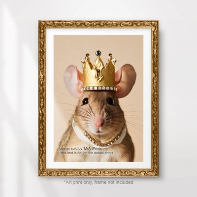 MOUSE Gold Royal Crown Art Print Poster Glam Luxury Jewels King Queen
