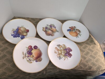 Eschenbach Bavaria Germany Lot 5 Fruit Plates OrangeGrapes 7-1/2''