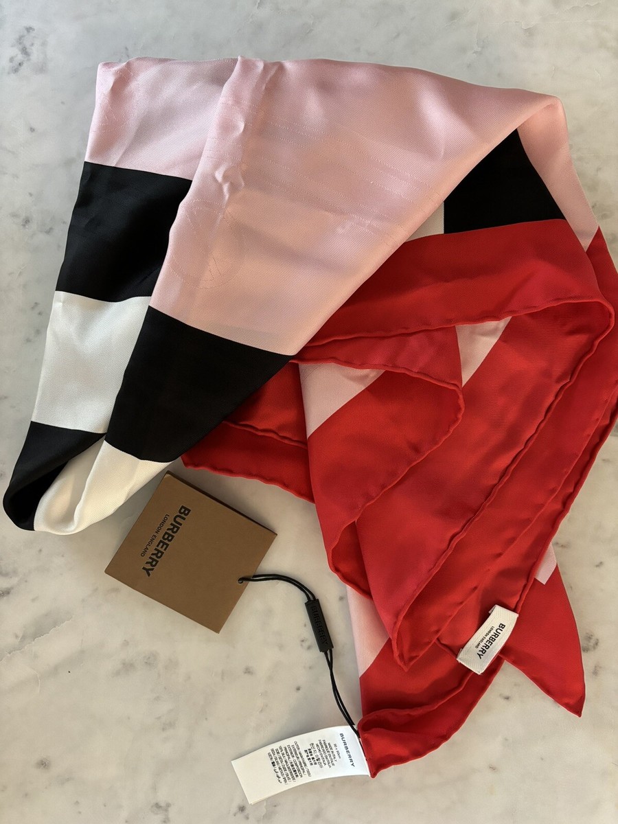 100% Authentic Burberry Scarf -silk , Red & Pink 90cm | eBay