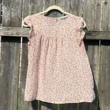 MOD Boutique Floral Beige Sheer Ruffle Blouse | S