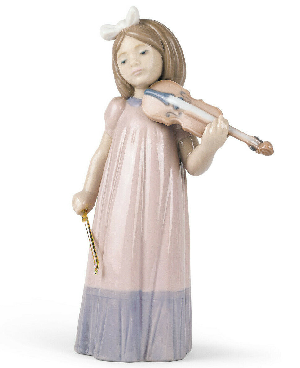 NAO BY LLADRO GIRL WITH VIOLIN #1034 BRAND NEW IN BOX MUSIC BOW