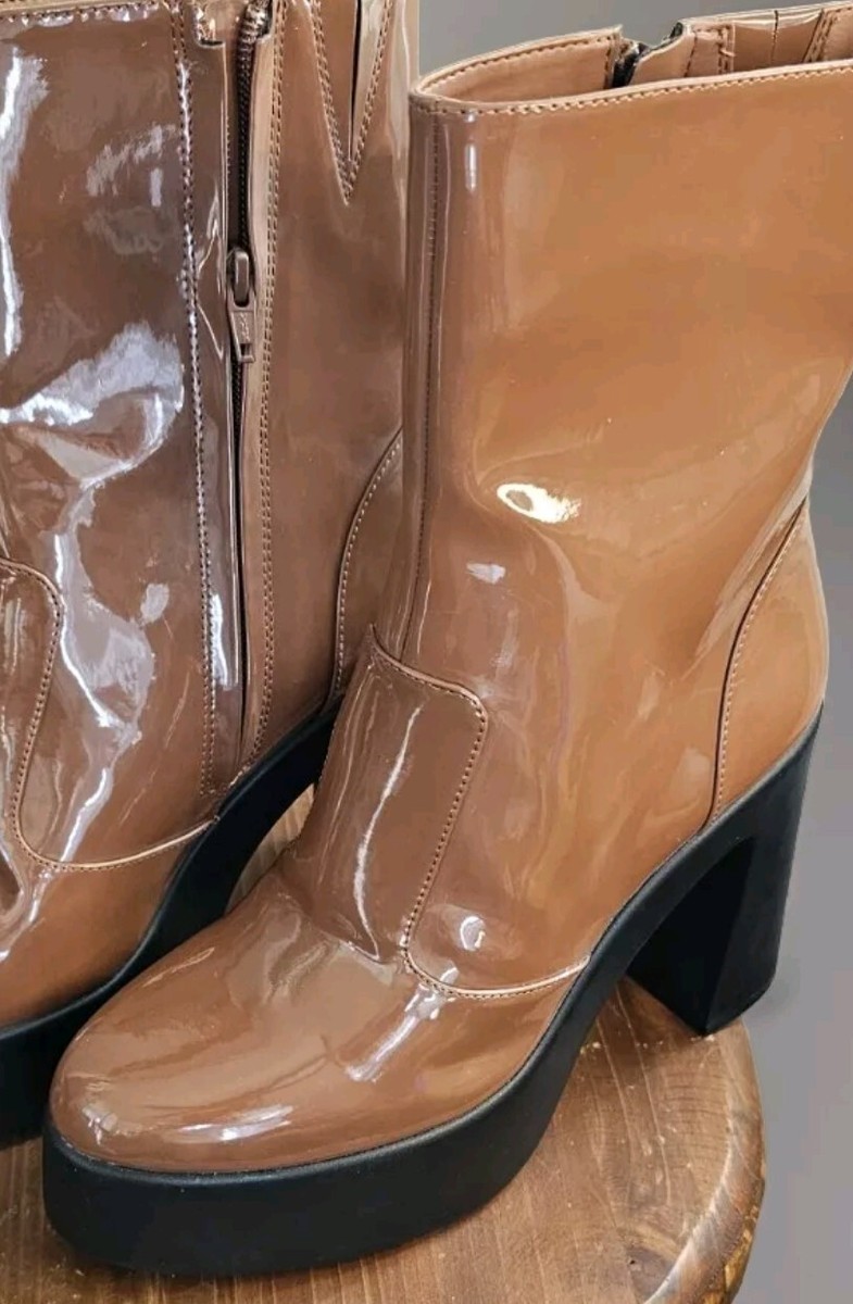 Dillard's GB Gianni Bini Butterscotchatent Leather Platform Mid