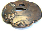 JAPANESE ANTIQUE TSUBA 18TH CENTURY BRONZE SILVER MONKEY SAMURAI ANTIQUE SIGNED — photo 7