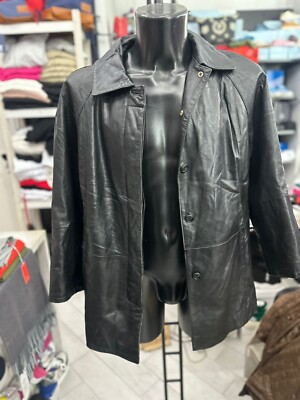 Echte Lederjacke Aus Leder Gebraucht Für Damen Woman Gr42 Schwarz LLV968