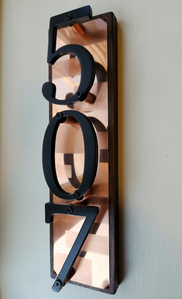 Copper and mahogany address sign - Address plaque - House numbers- Home Address