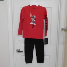 NWT 2pc Nike Red Football Long Sleeve Shirt & Black Joggers Set sz 4 5 6 or 7