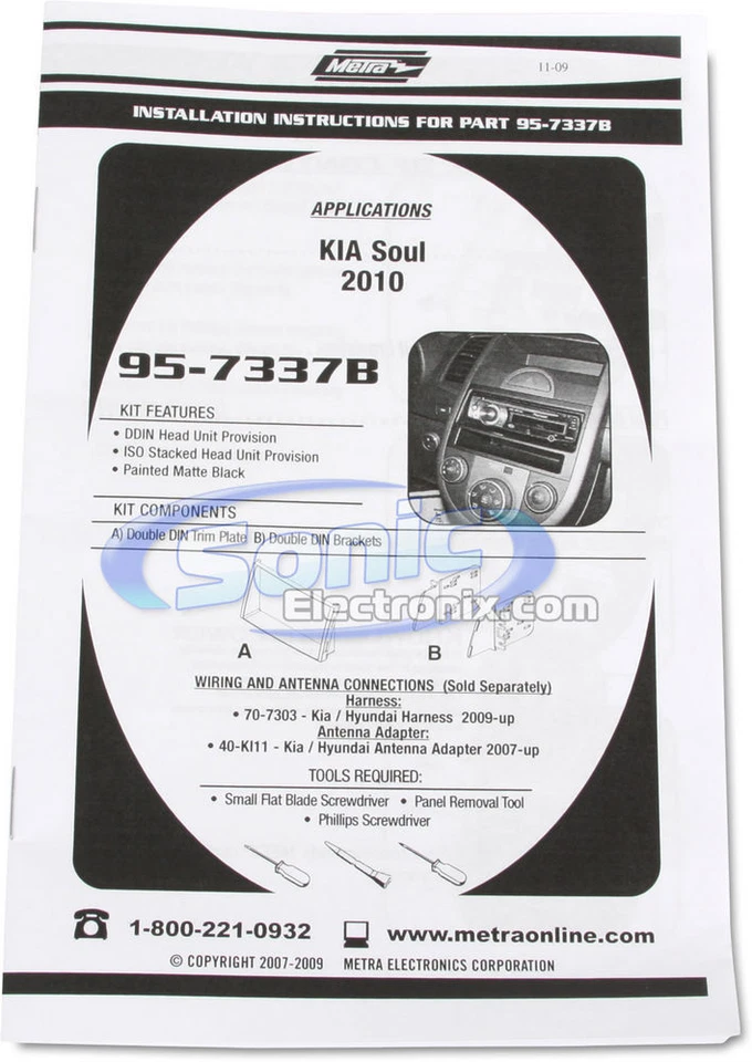 Kit de tablero de instalación doble DIN METRA para Kia Soul 2010-2011 | 95-7337B Foto 3 de 4