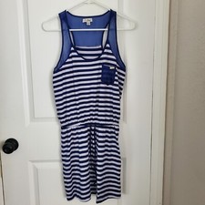 Guess Womens Summer Dress, Blue Striped, Sleeveless, Size XS