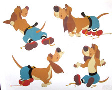 1986 ROCK-A-DOODLE DON BLUTH ORIGINAL PRODUCTION drawing MODEL CEL hound dog