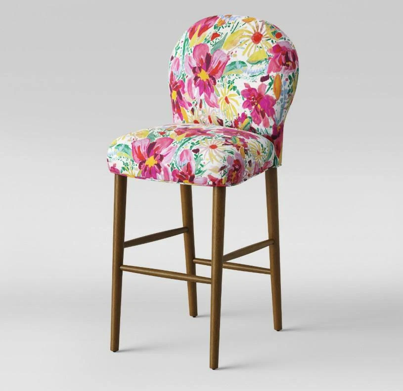 Opalhouse Caracara Chestnut Finish Solid Wood Legs 32" Rounded Back Barstool. - Image 3 of 4