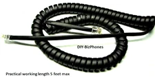 Flat Black 9Ft Generic Handset Cord for Landline Telephone Universal Fit Curly