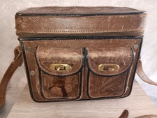 Vintage Brown Tooled Leather Camera Bag Shoulder Strap Hand Crafted Aztek BEST