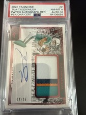 Tua Tagovailoa 2020 Panini One Red /25 Rookie Patch Auto RPA On Card RC. rookie card picture